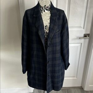 Elizabeth and James Court Plaid Blue Blazer Jacket M